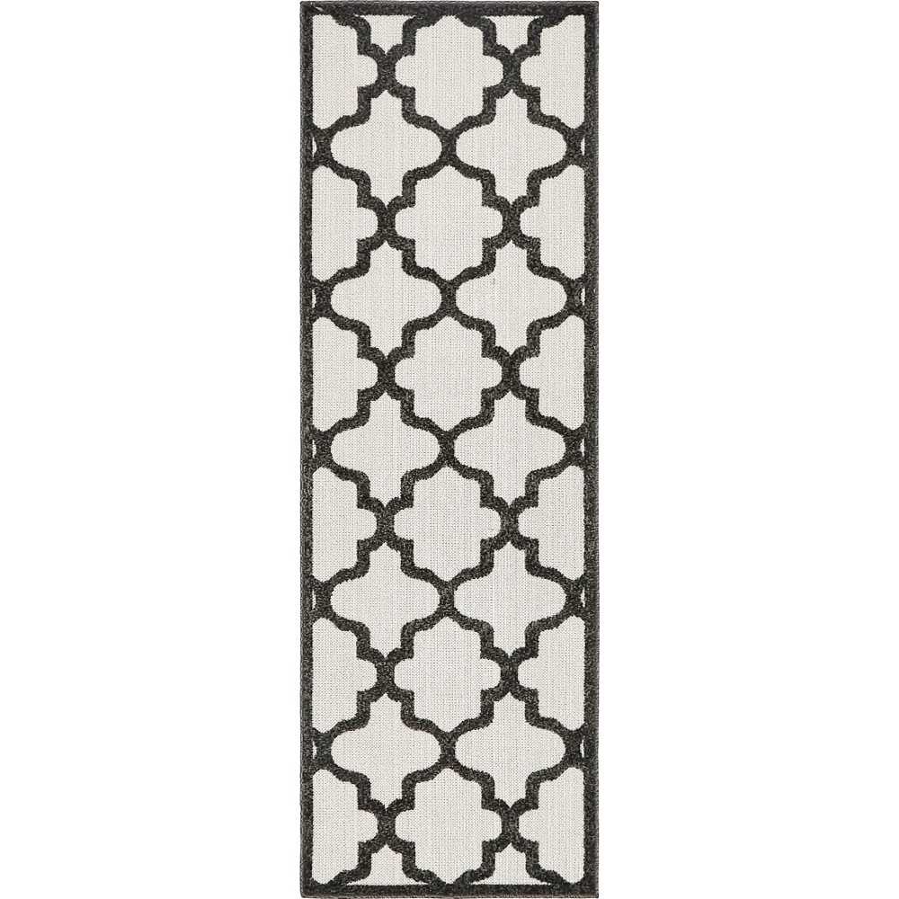 Rug Unique Loom Outdoor Trellis Black Runner 2' 0 x 6' 0