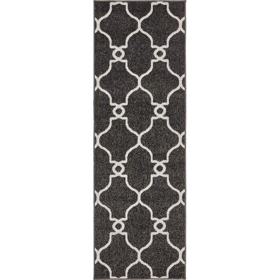 Rug Unique Loom Outdoor Trellis Black Runner 2' 0 x 6' 0