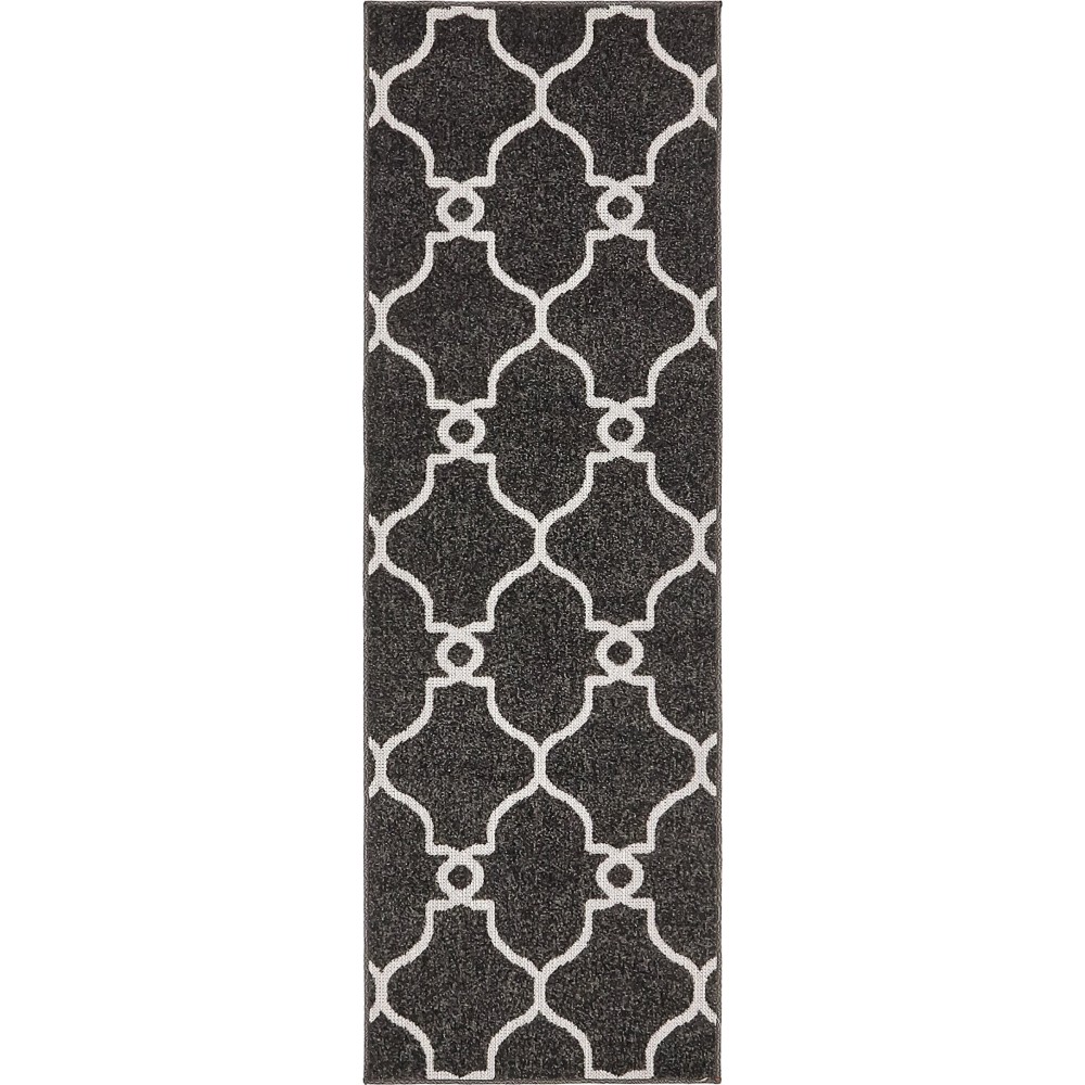 Rug Unique Loom Outdoor Trellis Black Runner 2' 0 x 6' 0