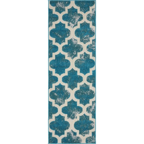 Rug Unique Loom Outdoor Trellis Turquoise Runner 2' 0 x 6' 0