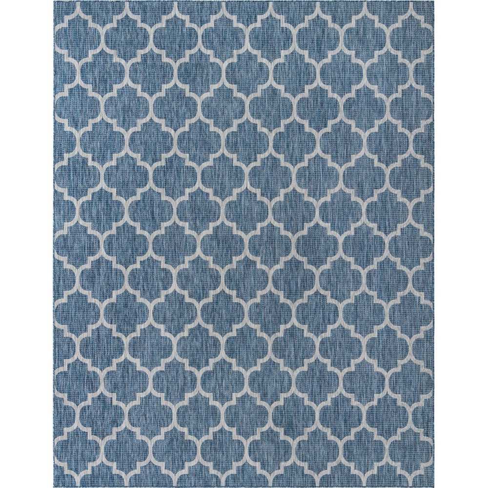 Rug Unique Loom Outdoor Trellis Navy Blue Rectangular 10' 0 x 14' 0