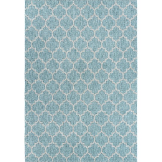 Rug Unique Loom Outdoor Trellis Aquamarine Rectangular 10' 0 x 14' 0