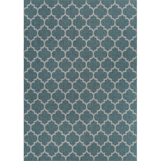 Rug Unique Loom Outdoor Trellis Teal Rectangular 10' 0 x 14' 0