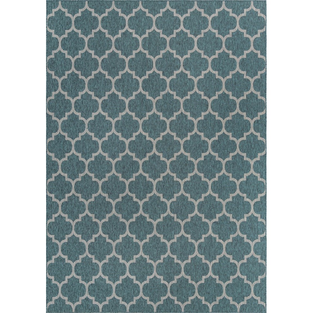 Rug Unique Loom Outdoor Trellis Teal Rectangular 10' 0 x 14' 0