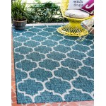 Rug Unique Loom Outdoor Trellis Teal Rectangular 10' 0 x 14' 0