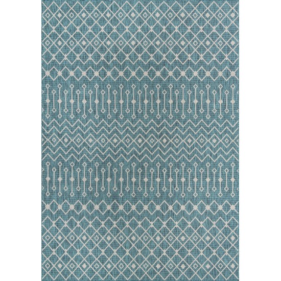 Rug Unique Loom Outdoor Trellis Teal Rectangular 10' 0 x 14' 0