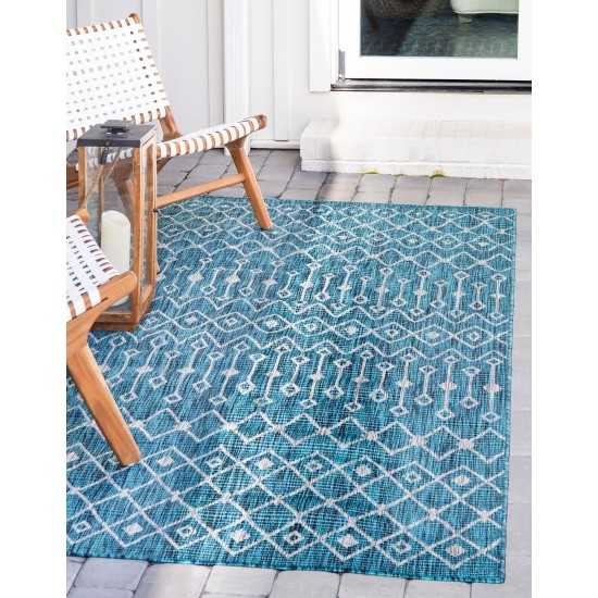 Rug Unique Loom Outdoor Trellis Teal Rectangular 10' 0 x 14' 0