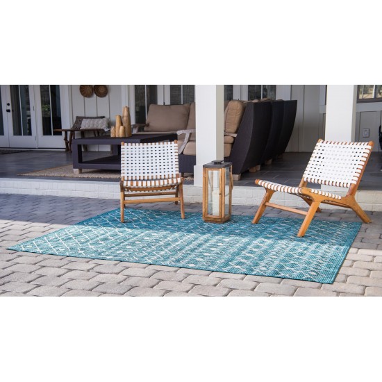 Rug Unique Loom Outdoor Trellis Teal Rectangular 10' 0 x 14' 0