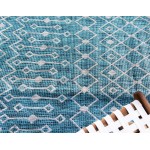 Rug Unique Loom Outdoor Trellis Teal Rectangular 10' 0 x 14' 0