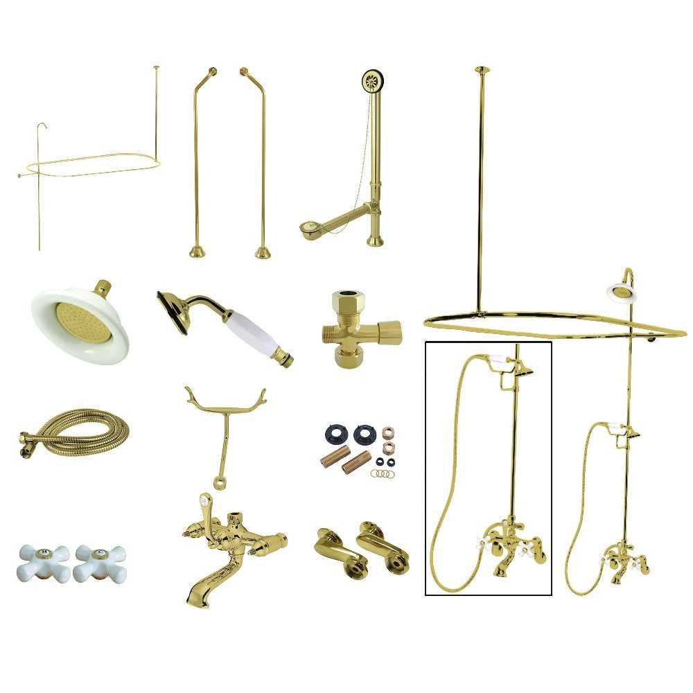 Kingston Brass Vintage Clawfoot Tub Faucet Package, Polished Brass