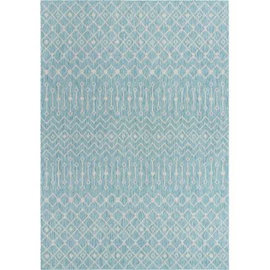 Rug Unique Loom Outdoor Trellis Aqua Blue Rectangular 10' 0 x 14' 0