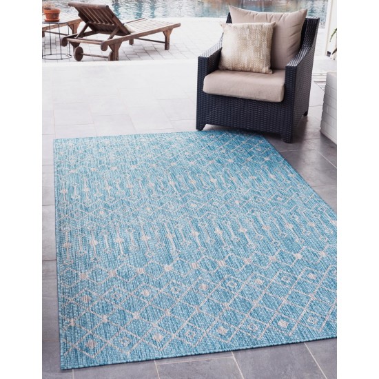 Rug Unique Loom Outdoor Trellis Aqua Blue Rectangular 10' 0 x 14' 0