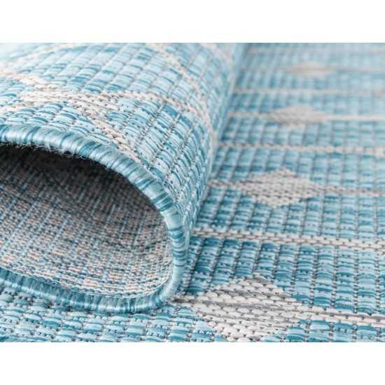 Rug Unique Loom Outdoor Trellis Aqua Blue Rectangular 10' 0 x 14' 0