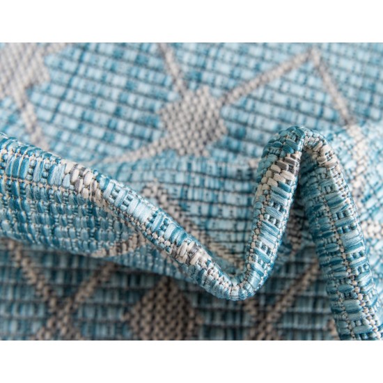 Rug Unique Loom Outdoor Trellis Aqua Blue Rectangular 10' 0 x 14' 0