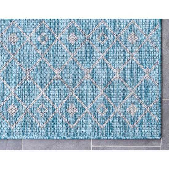 Rug Unique Loom Outdoor Trellis Aqua Blue Rectangular 10' 0 x 14' 0
