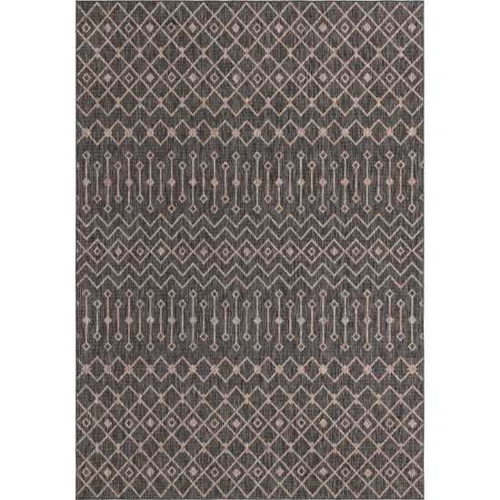 Rug Unique Loom Outdoor Trellis Charcoal Gray Rectangular 10' 0 x 14' 0