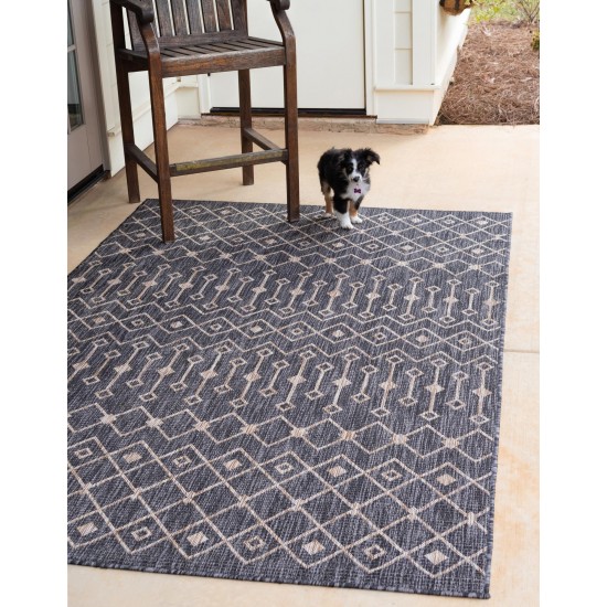 Rug Unique Loom Outdoor Trellis Charcoal Gray Rectangular 10' 0 x 14' 0