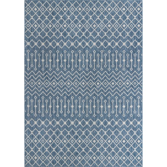 Rug Unique Loom Outdoor Trellis Blue Rectangular 10' 0 x 14' 0