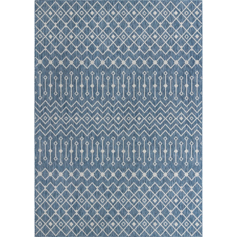 Rug Unique Loom Outdoor Trellis Blue Rectangular 10' 0 x 14' 0