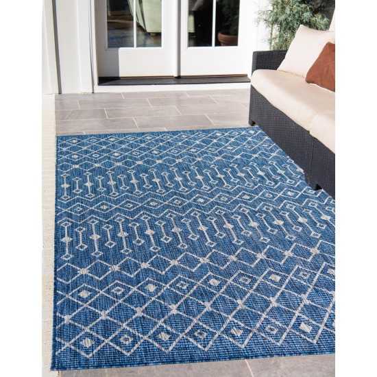 Rug Unique Loom Outdoor Trellis Blue Rectangular 10' 0 x 14' 0