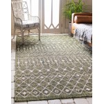 Rug Unique Loom Outdoor Trellis Green Rectangular 9' 10 x 14' 0