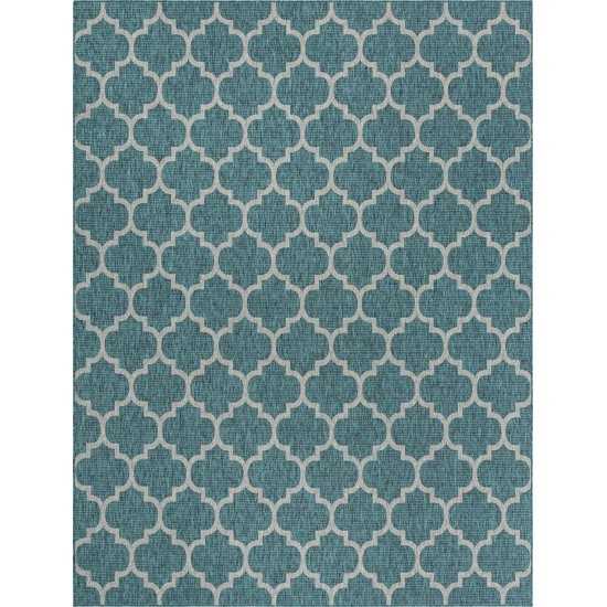 Rug Unique Loom Outdoor Trellis Teal Rectangular 10' 0 x 13' 0