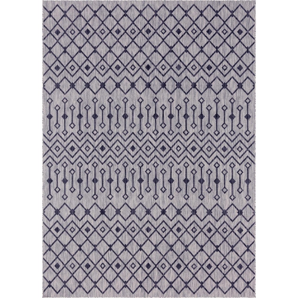 Rug Unique Loom Outdoor Trellis Light Gray Rectangular 10' 0 x 13' 0