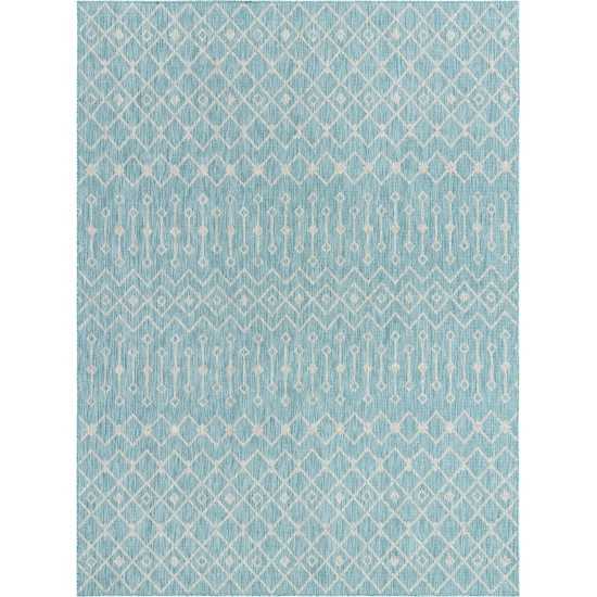 Rug Unique Loom Outdoor Trellis Aqua Blue Rectangular 10' 0 x 13' 0