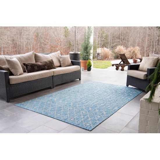Rug Unique Loom Outdoor Trellis Aqua Blue Rectangular 10' 0 x 13' 0