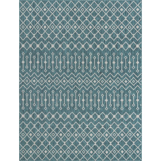 Rug Unique Loom Outdoor Trellis Teal Rectangular 10' 0 x 13' 0