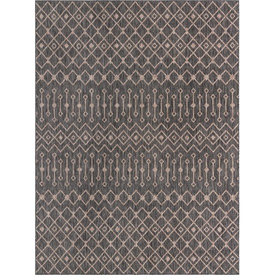 Rug Unique Loom Outdoor Trellis Charcoal Gray Rectangular 10' 0 x 13' 0