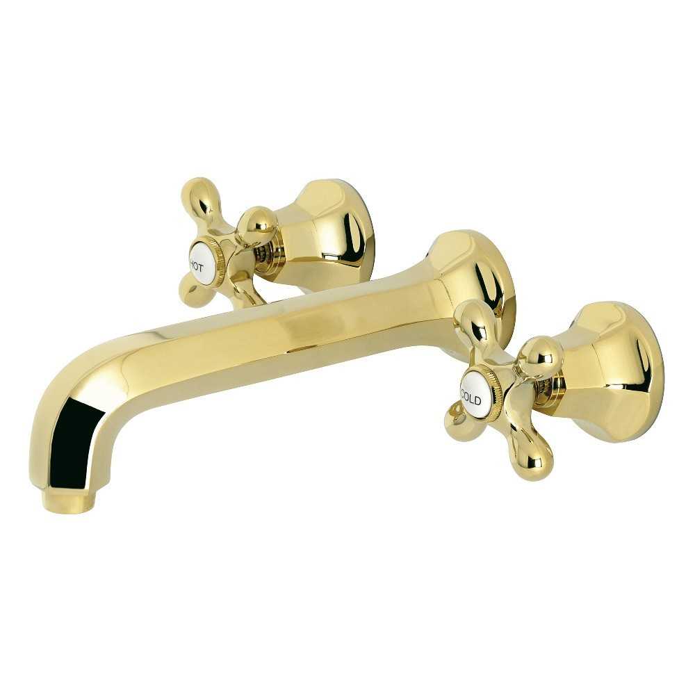 Kingston Brass Metropolitan 2-Handle Wall Mount Tub Faucet, Polished Brass Kingston Brass Metropolitan 2-Handle Wall Mount Tub Faucet, Polished Brass