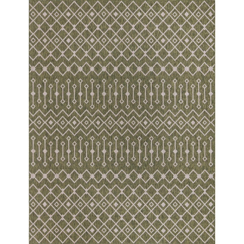 Rug Unique Loom Outdoor Trellis Green Rectangular 9' 10 x 13' 0