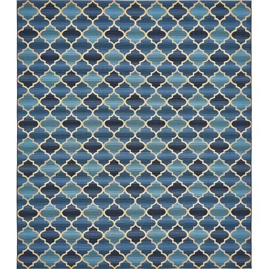 Rug Unique Loom Outdoor Trellis Blue Rectangular 10' 0 x 12' 0