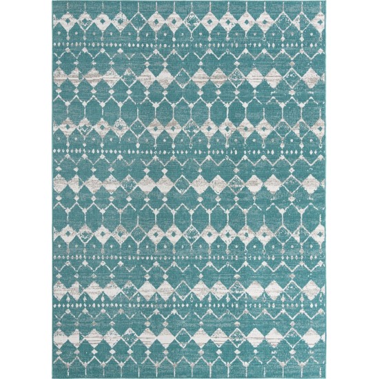 Rug Unique Loom Outdoor Trellis Teal Rectangular 9' 0 x 12' 0