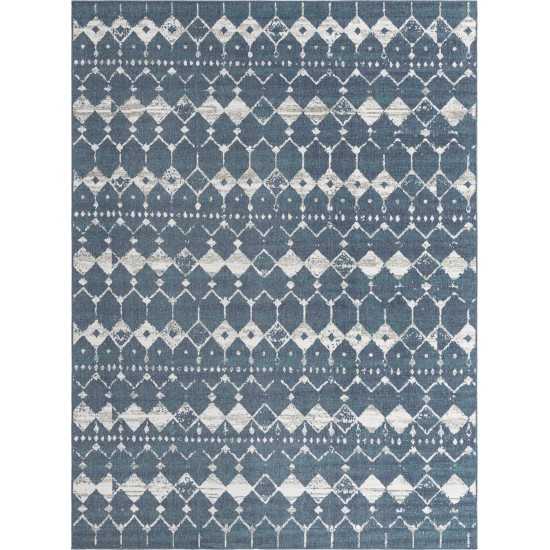 Rug Unique Loom Outdoor Trellis Navy Blue Rectangular 9' 0 x 12' 0