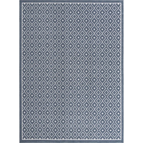 Rug Unique Loom Outdoor Trellis Navy Blue Rectangular 9' 0 x 12' 0