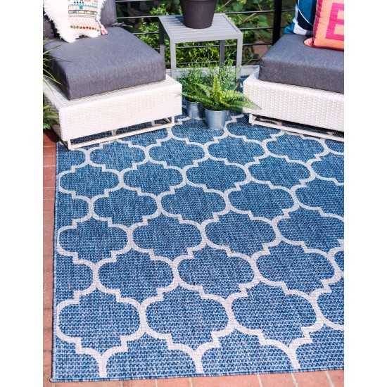 Rug Unique Loom Outdoor Trellis Navy Blue Rectangular 9' 0 x 12' 0