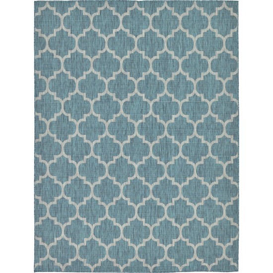 Rug Unique Loom Outdoor Trellis Teal Rectangular 9' 0 x 12' 0