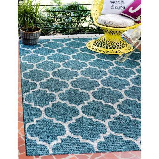 Rug Unique Loom Outdoor Trellis Teal Rectangular 9' 0 x 12' 0