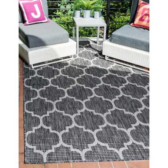 Rug Unique Loom Outdoor Trellis Black Rectangular 9' 0 x 12' 0