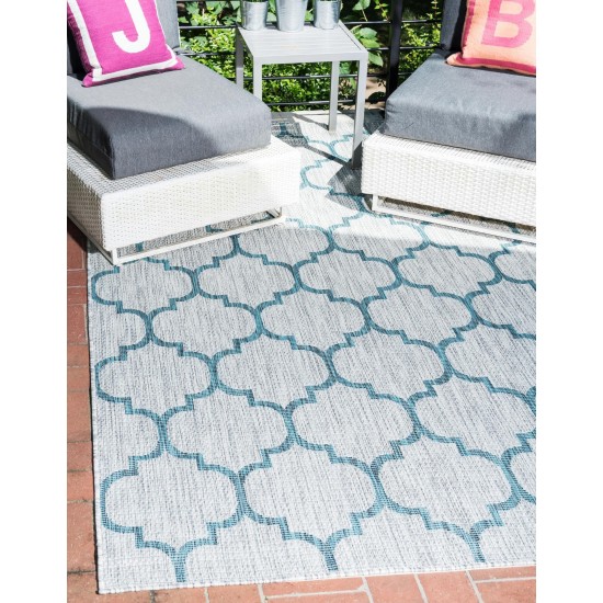 Rug Unique Loom Outdoor Trellis Blue Rectangular 9' 0 x 12' 0