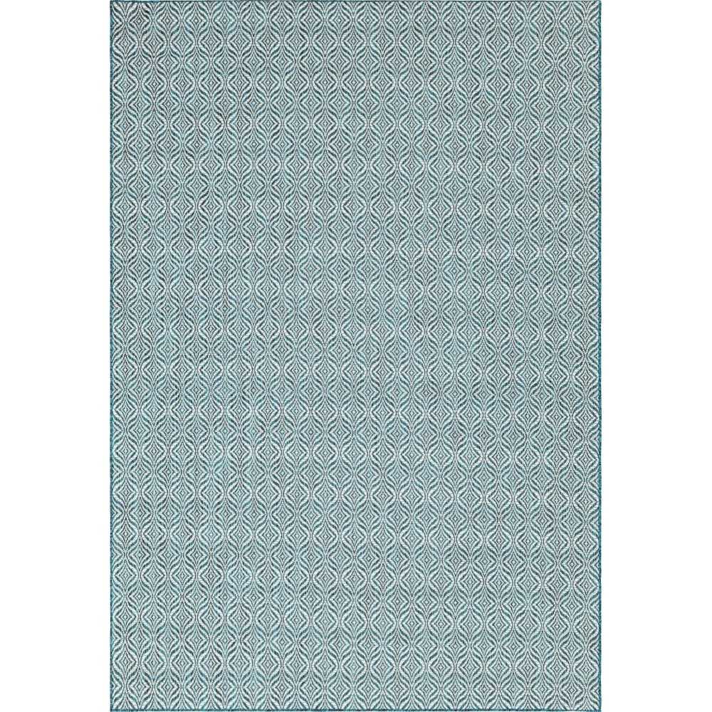 Rug Unique Loom Outdoor Trellis Teal Rectangular 8' 0 x 11' 4