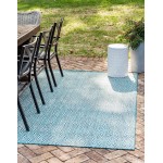 Rug Unique Loom Outdoor Trellis Teal Rectangular 8' 0 x 11' 4