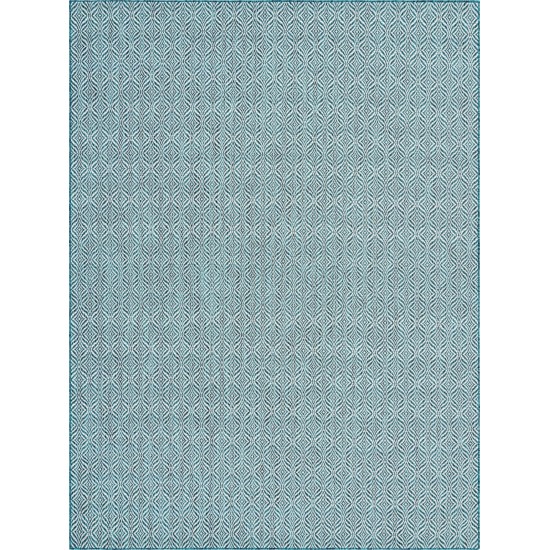 Rug Unique Loom Outdoor Trellis Teal Rectangular 9' 0 x 12' 0