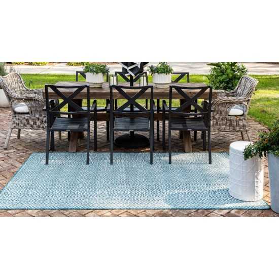 Rug Unique Loom Outdoor Trellis Teal Rectangular 9' 0 x 12' 0