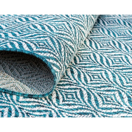 Rug Unique Loom Outdoor Trellis Teal Rectangular 9' 0 x 12' 0