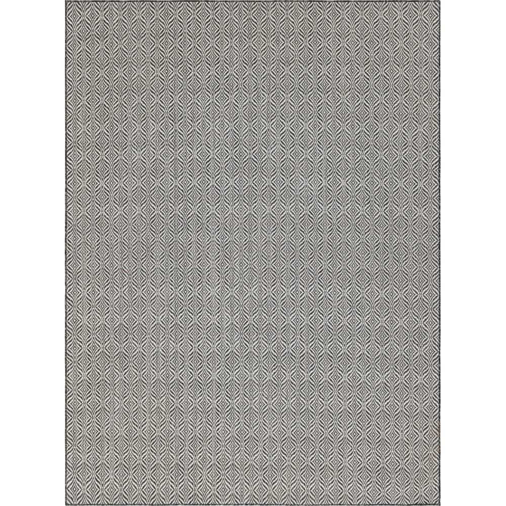 Rug Unique Loom Outdoor Trellis Charcoal Rectangular 9' 0 x 12' 0