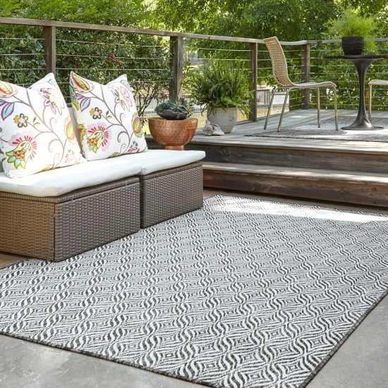 Rug Unique Loom Outdoor Trellis Charcoal Rectangular 9' 0 x 12' 0