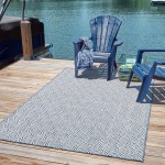 Rug Unique Loom Outdoor Trellis Navy Blue Rectangular 8' 0 x 11' 4